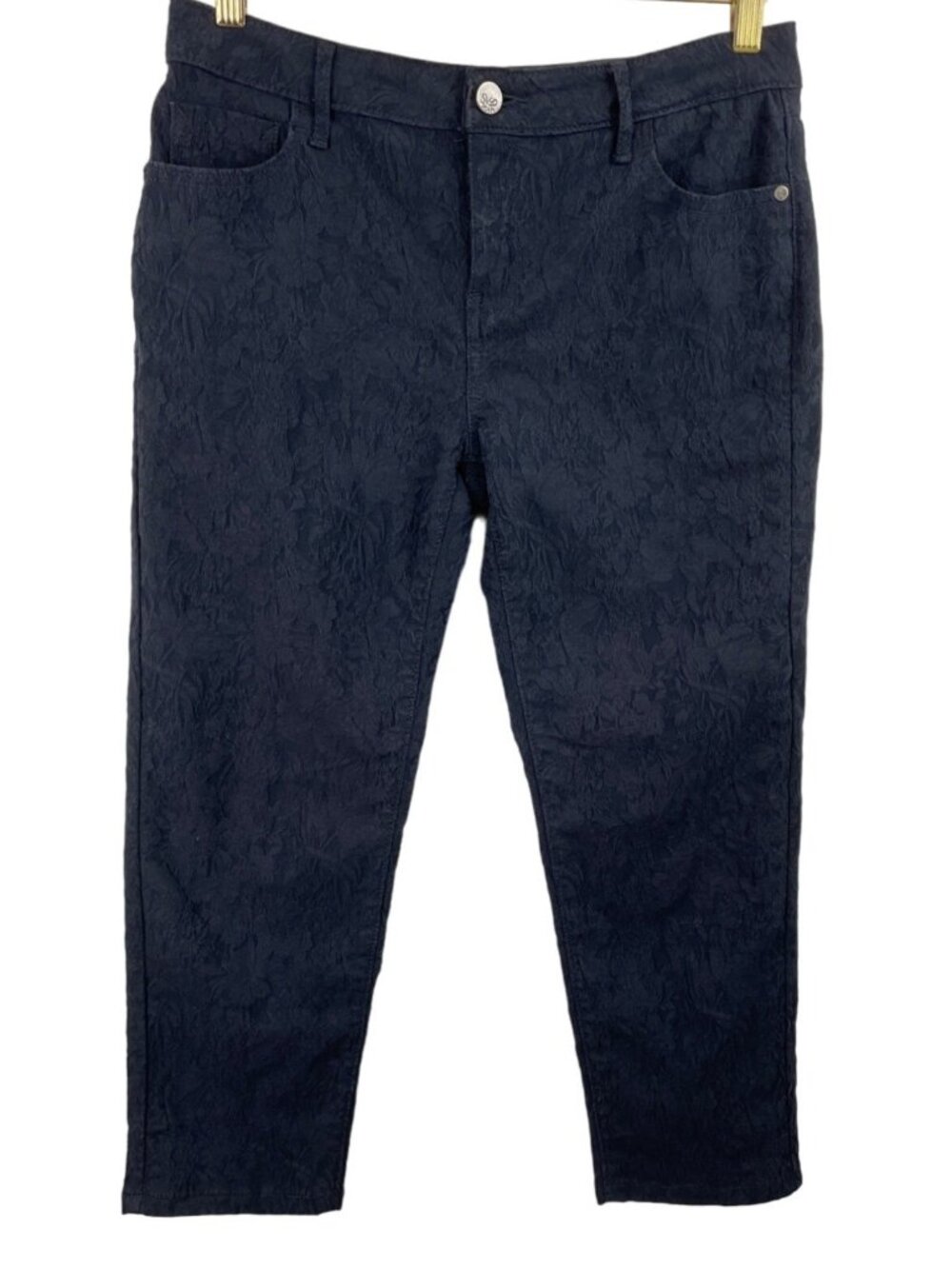 Simply Vera,Vera Wang Womens Size 6 Navy Blue Textured Denim Jean Capri Pants